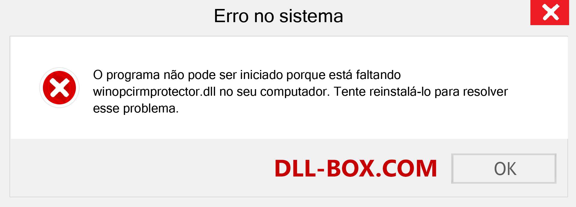 Arquivo winopcirmprotector.dll ausente ?. Download para Windows 7, 8, 10 - Correção de erro ausente winopcirmprotector dll no Windows, fotos, imagens