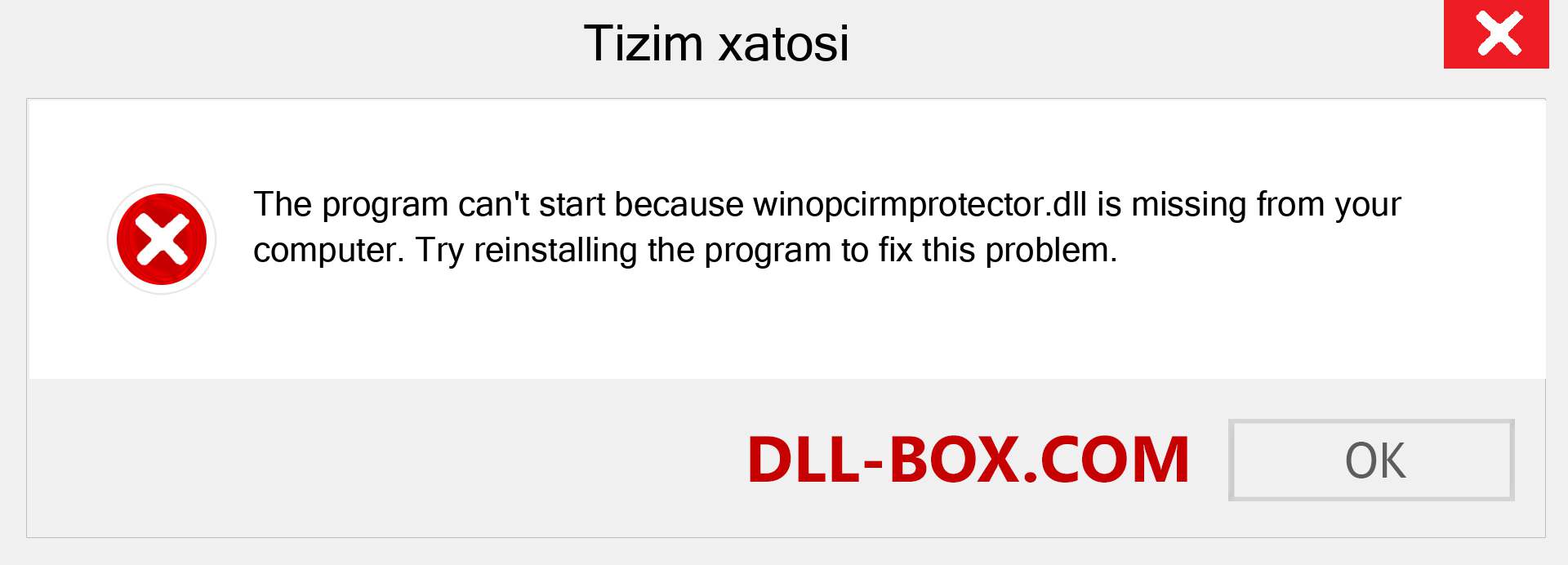 winopcirmprotector.dll fayli yo'qolganmi?. Windows 7, 8, 10 uchun yuklab olish - Windowsda winopcirmprotector dll etishmayotgan xatoni tuzating, rasmlar, rasmlar